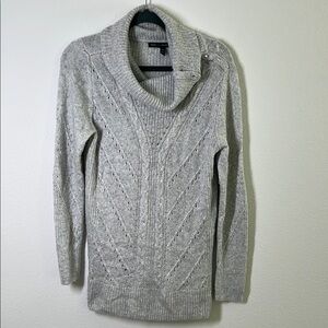 White House Black Market Studded Snap Cowl Neck Wool Knit Sweater Size M